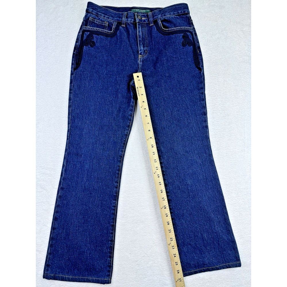 Lauren Jeans Co. Ralph Lauren Women Denim Pkt Embroidery Blue Bootcut 6P - Picture 6 of 9